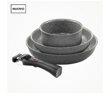 Carica l'immagine nel visualizzatore di Gallery, SET 3 PZ.,PADELLE E MANICO, GRIGIO SENZA PFAS Rivestimento Interno In Ceraforce ( Vetro) Con Manico Removibile