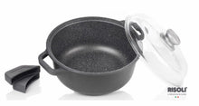 Carica l'immagine nel visualizzatore di Gallery, Casseruola granito ad induzione con coperchio e presine in silicone termoisolanti