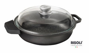 Tegame granito ad induzione con coperchio e presine in silicone termoisolanti