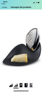 Grattugia Formaggio Forma  in Acciaio 18/10 Lucido con Base in Melammina
