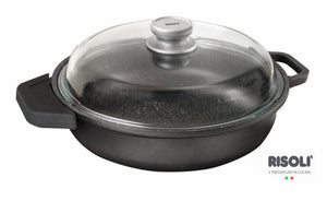 Tegame granito ad induzione con coperchio e presine in silicone termoisolanti
